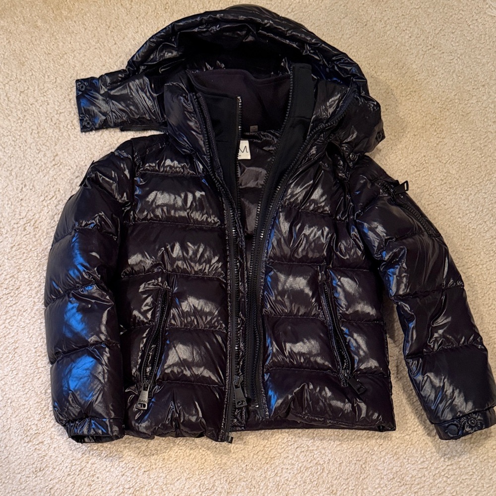 SAM. Shiny Black Kids Puffer Jacket